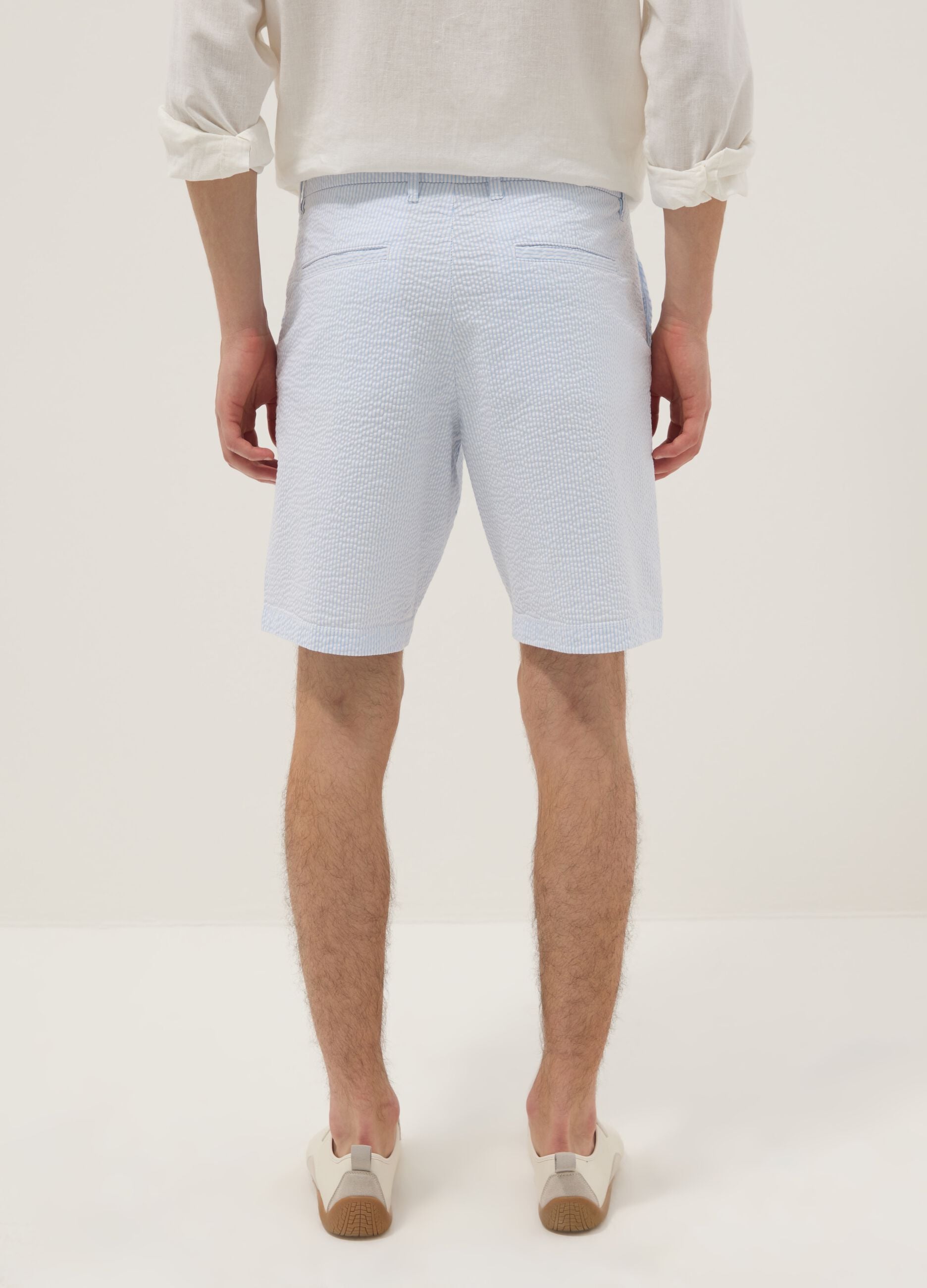 Light blue stretch cotton chino shorts