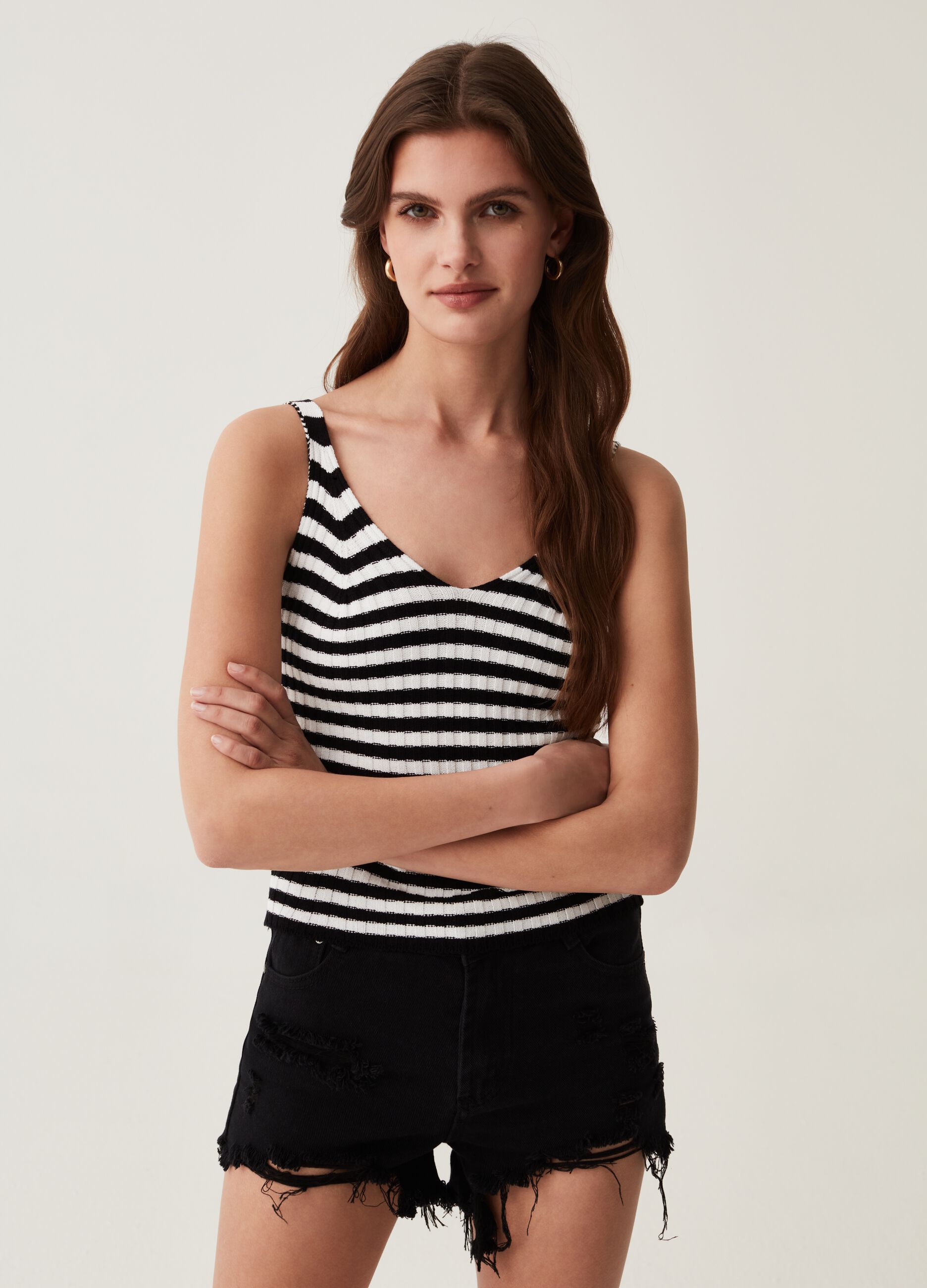 Tank top a coste fantasia a righe Hybrid_0