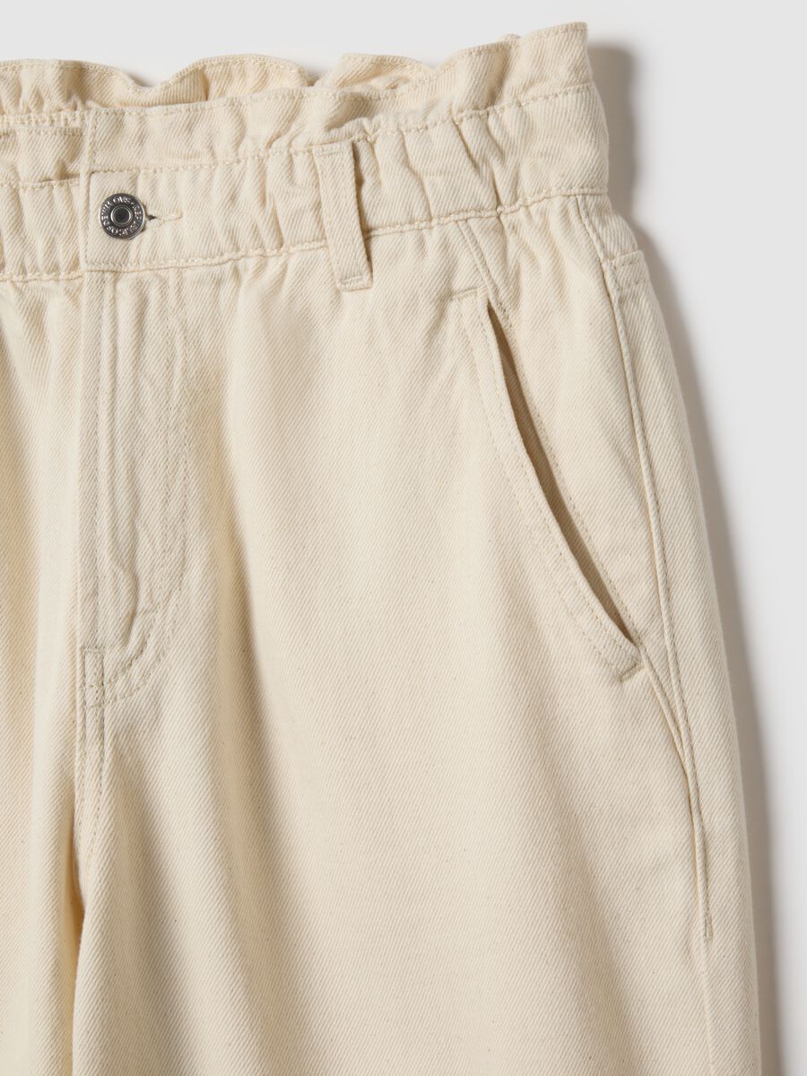 Beige pure cotton baggy trousers_5