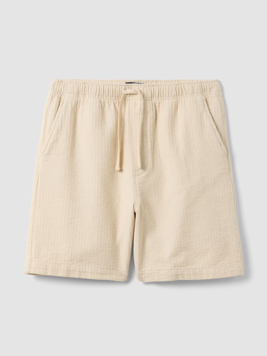 Beige pure cotton Bermuda shorts_4