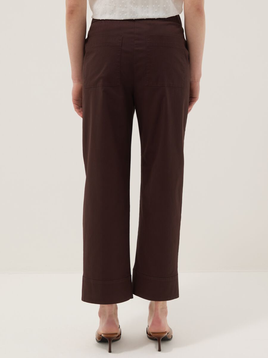 Straight Stretch Cotton Brown Jogger Trousers_2