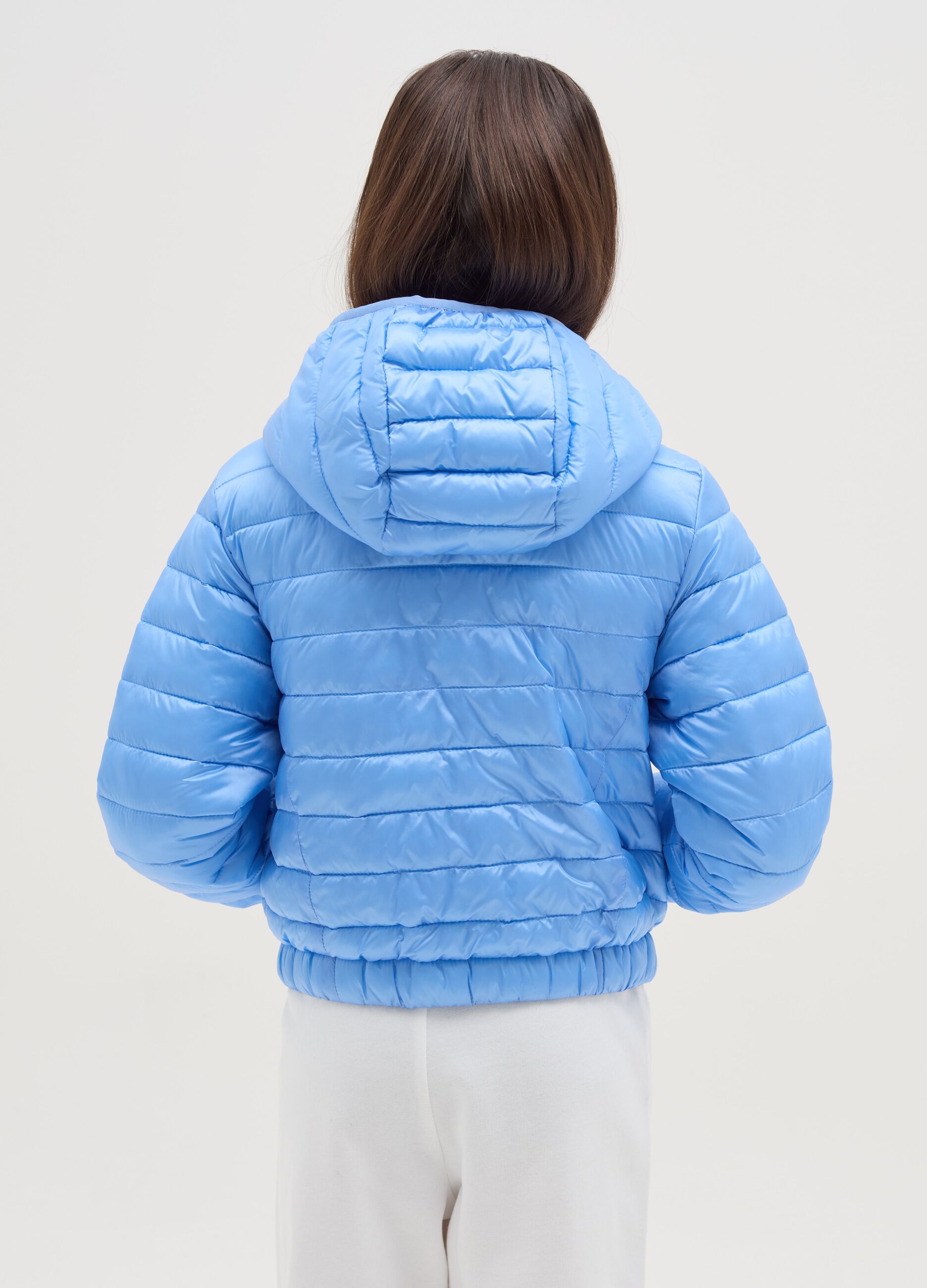 Ultralight crop down jacket with hood