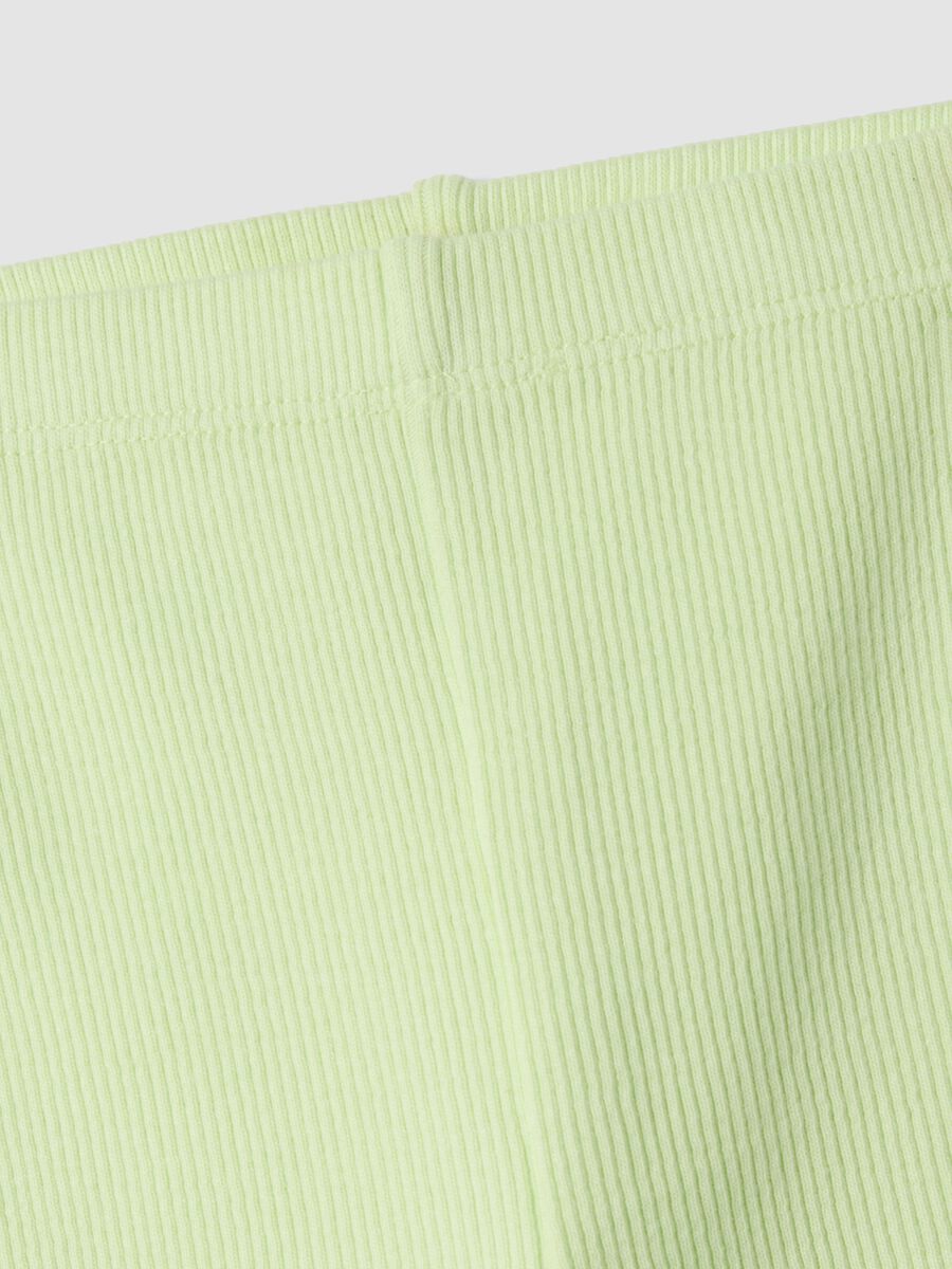 Green ribbed stretch-cotton shorts for baby girls, regular fit_2