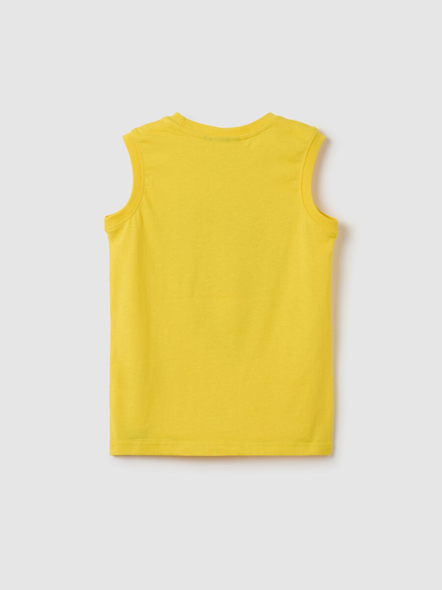 Yellow regular fit pure cotton kids' tank top with Los Angeles Lakers print_1