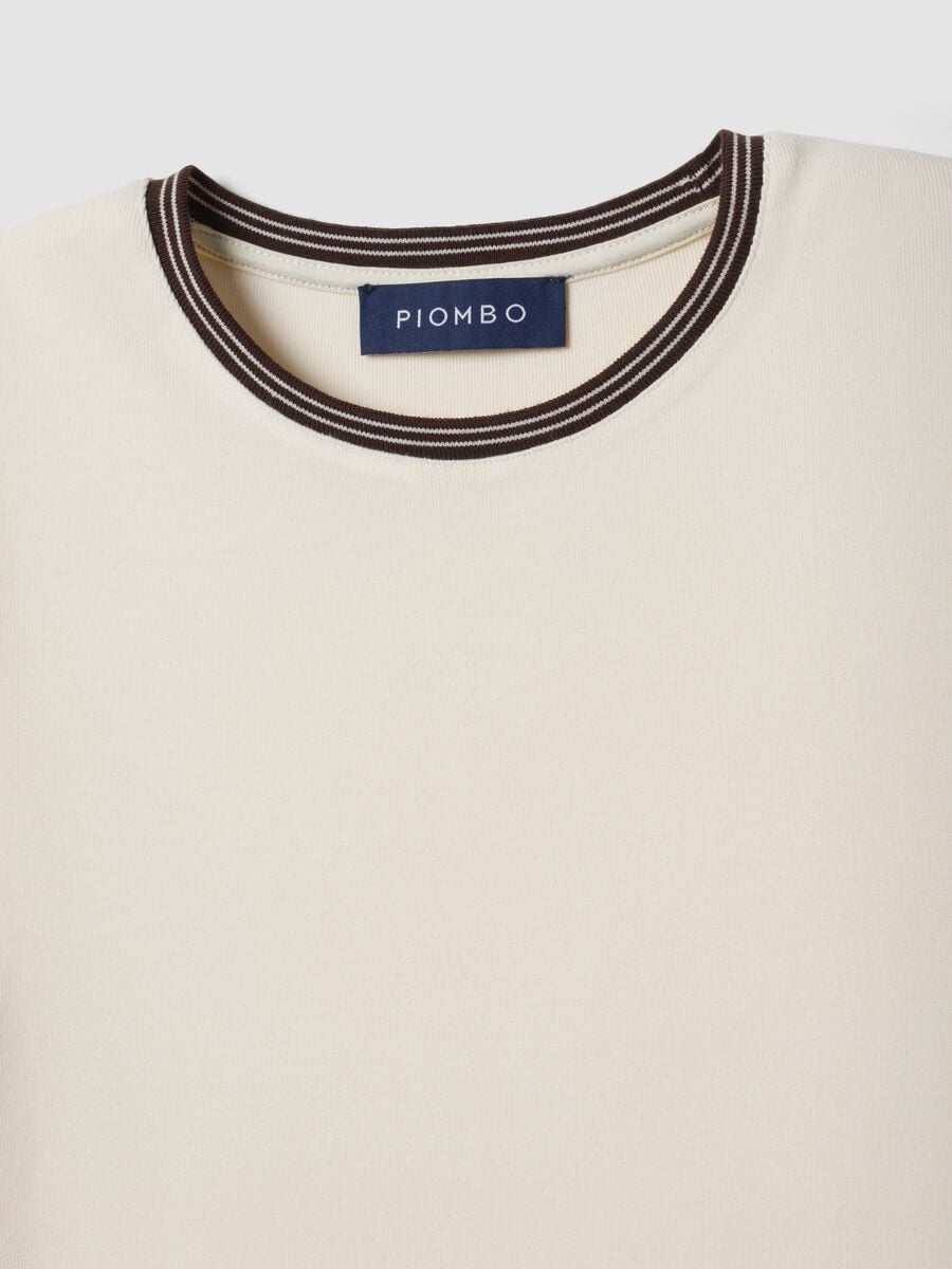 Beige stretch viscose crew-neck T-shirt_5