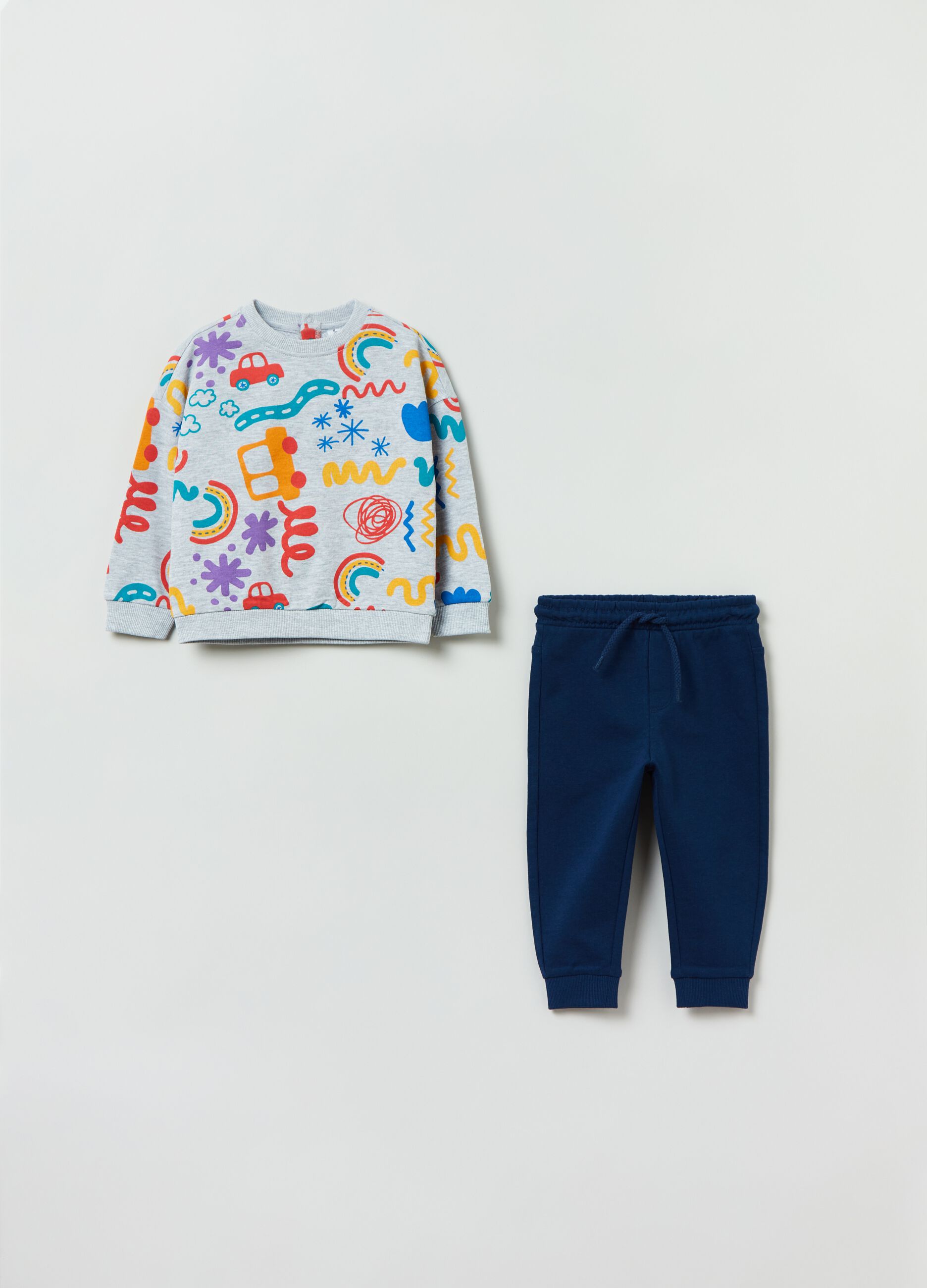 Jogging set in felpa con stampa _0