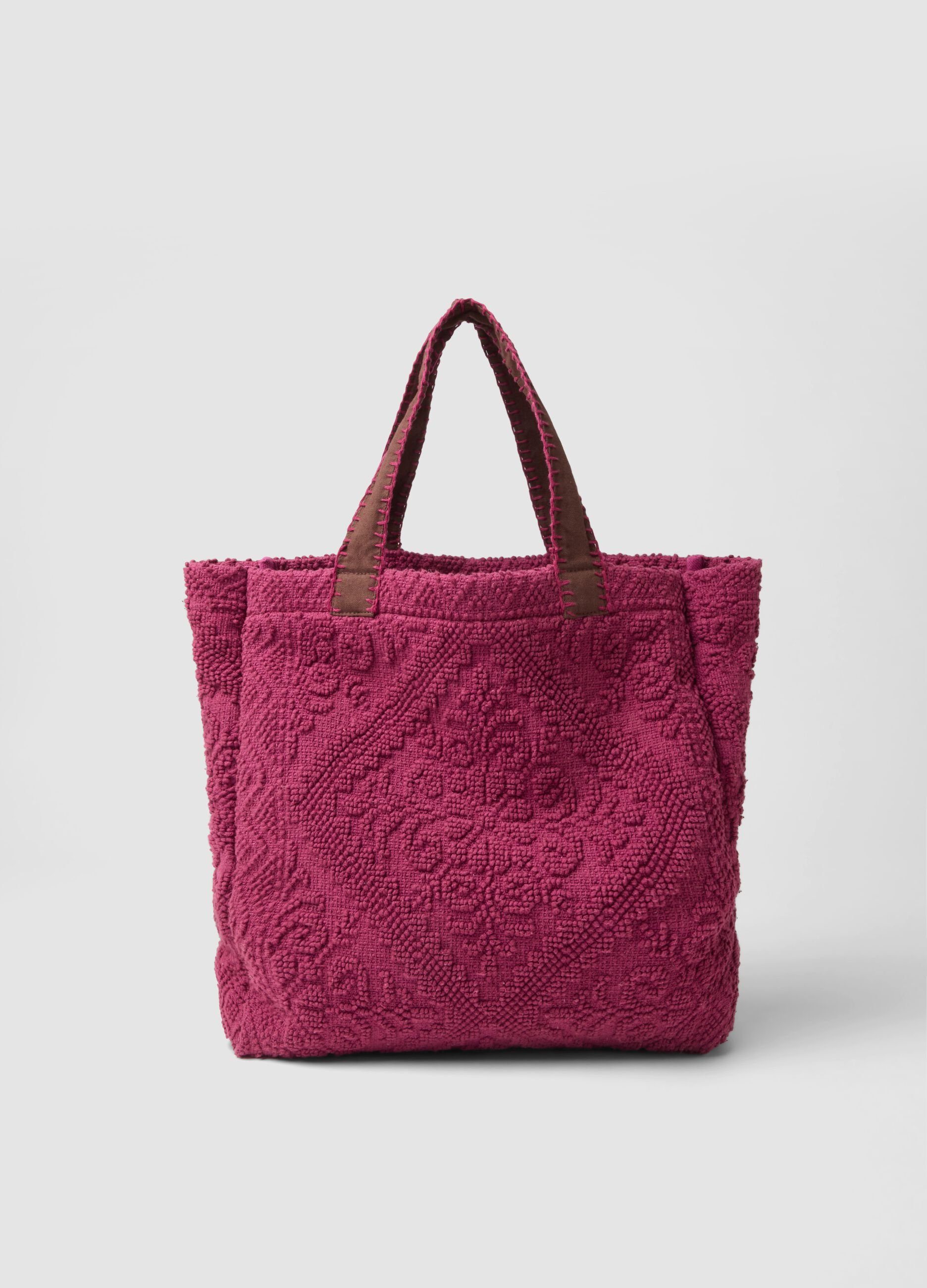 Pink cotton-blend bag with raised textured finish