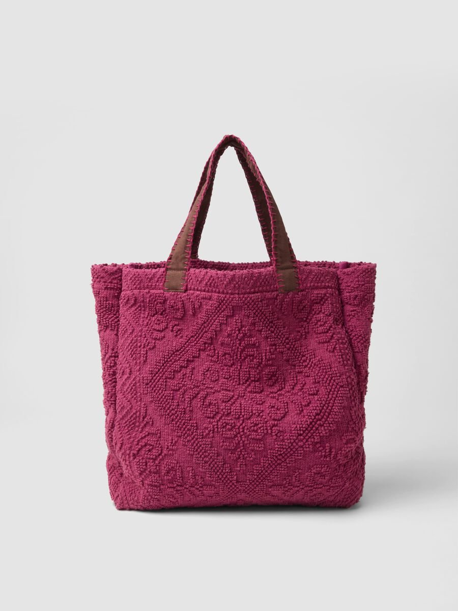 Pink cotton-blend bag with raised textured finish_0