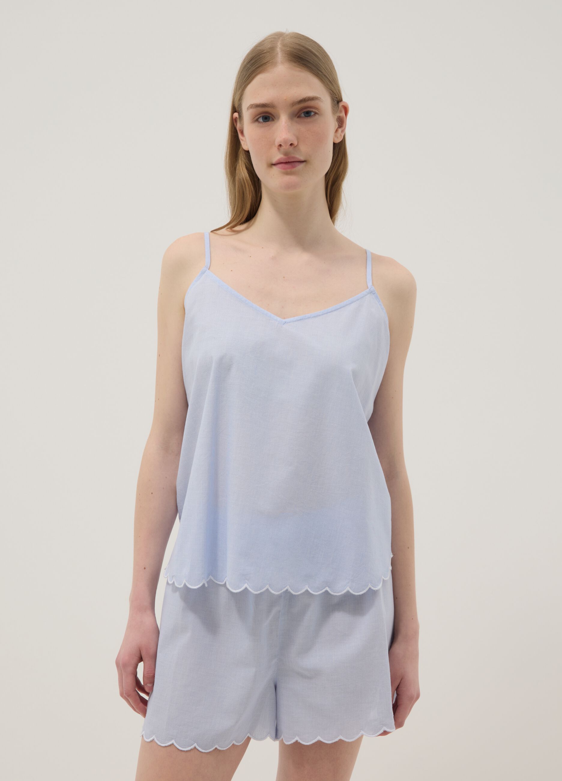 Light blue pure cotton camisole pyjama top