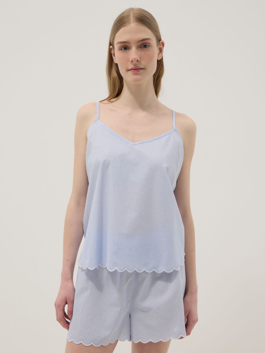 Light blue pure cotton camisole pyjama top_2