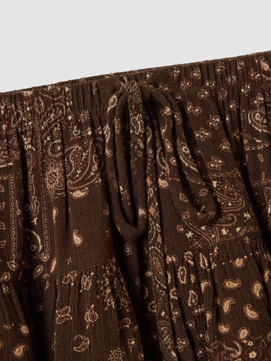 Brown pure viscose mini skirt with ruffles_1