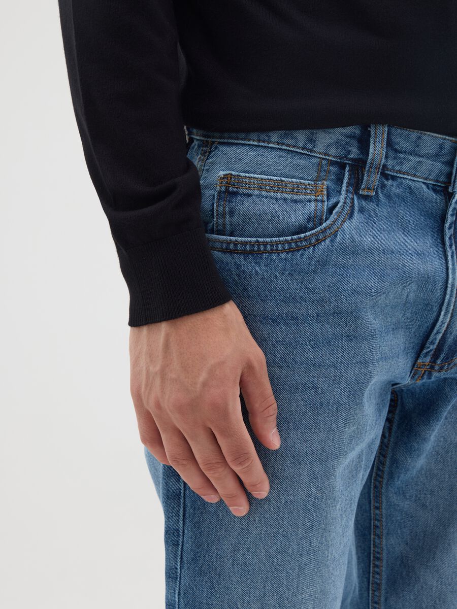 Jeans in puro cotone blu slim fit_3