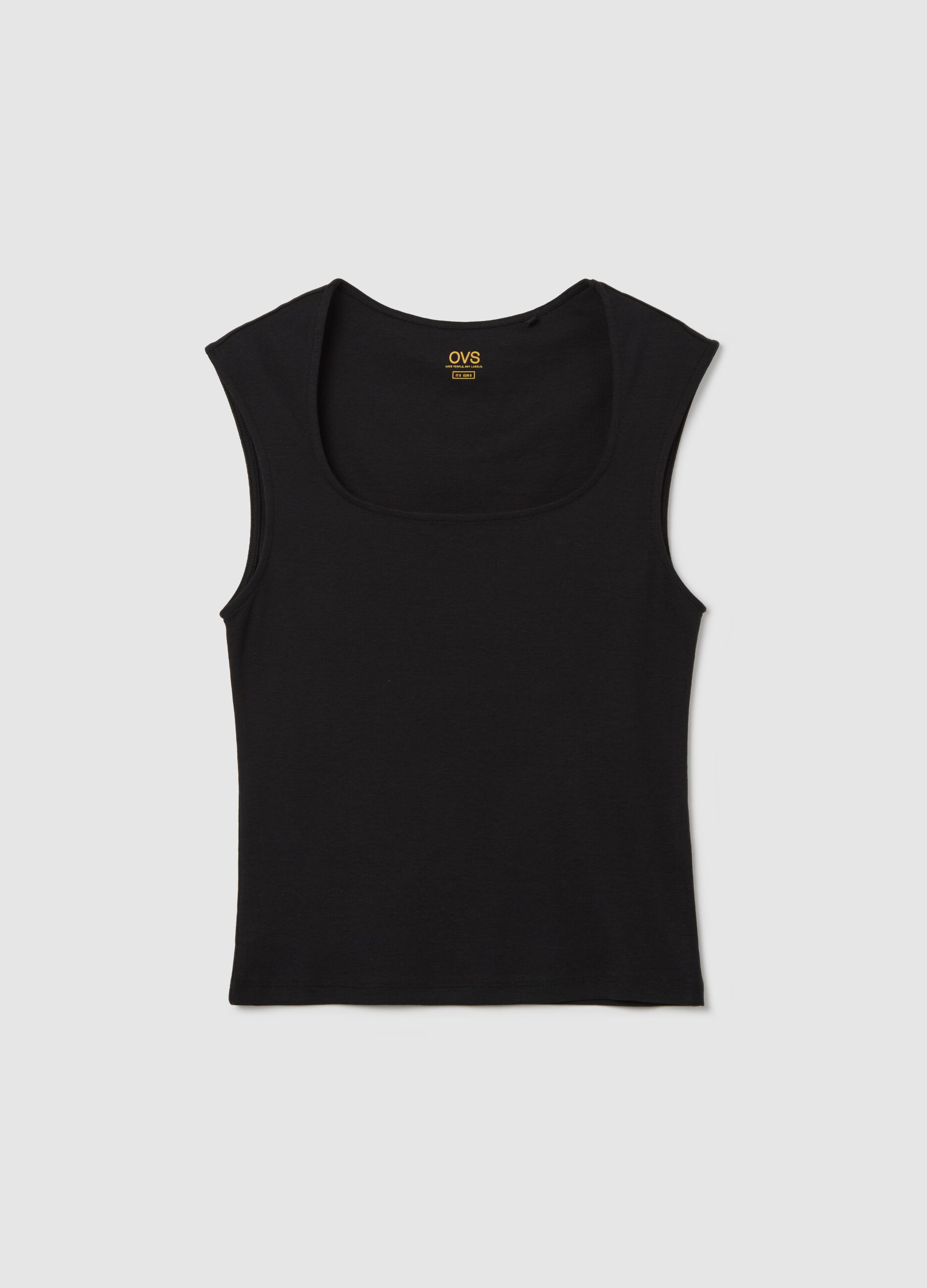 Black tank top with square neckline