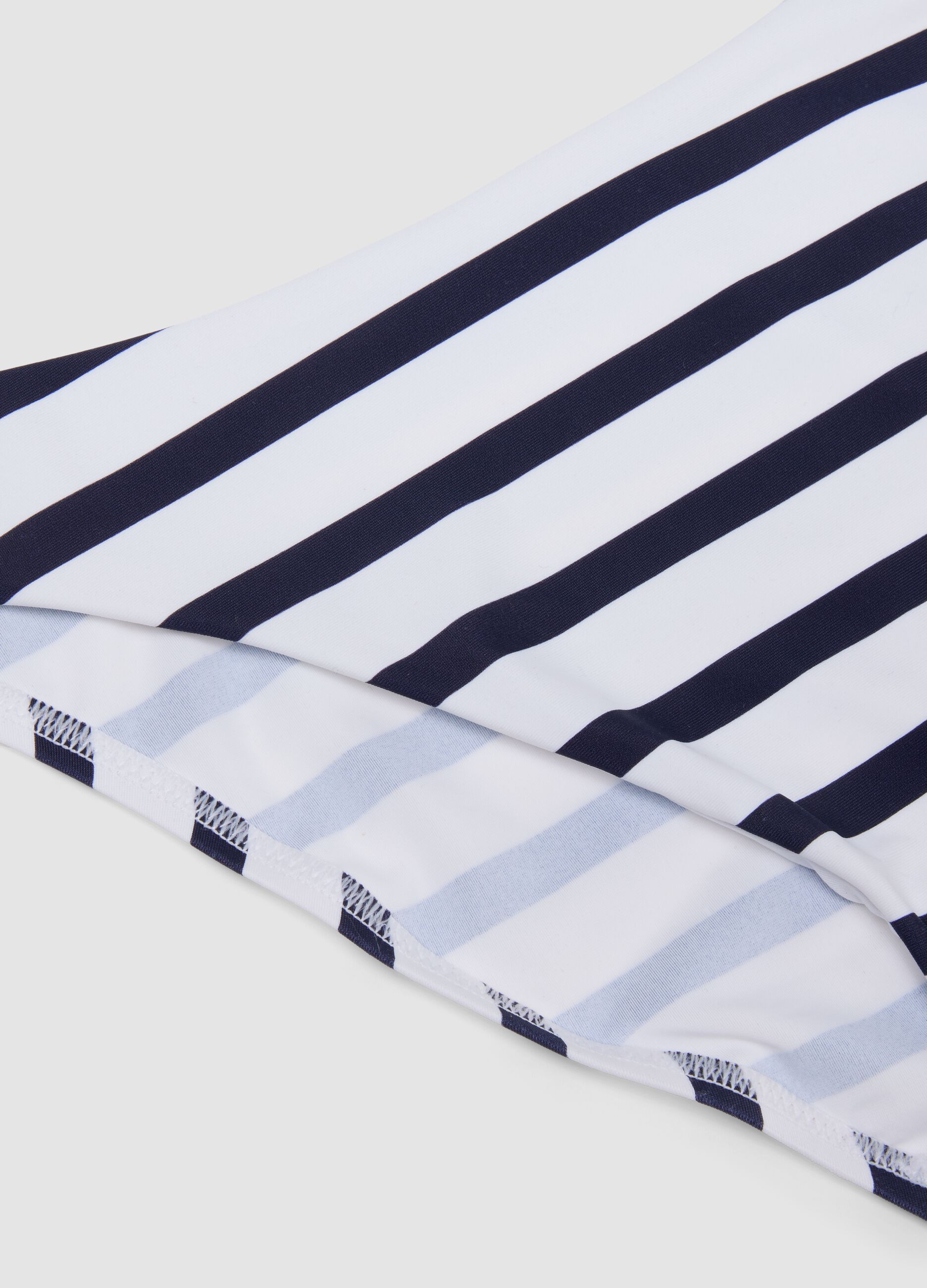 Blue and white striped stretch bikini bottoms