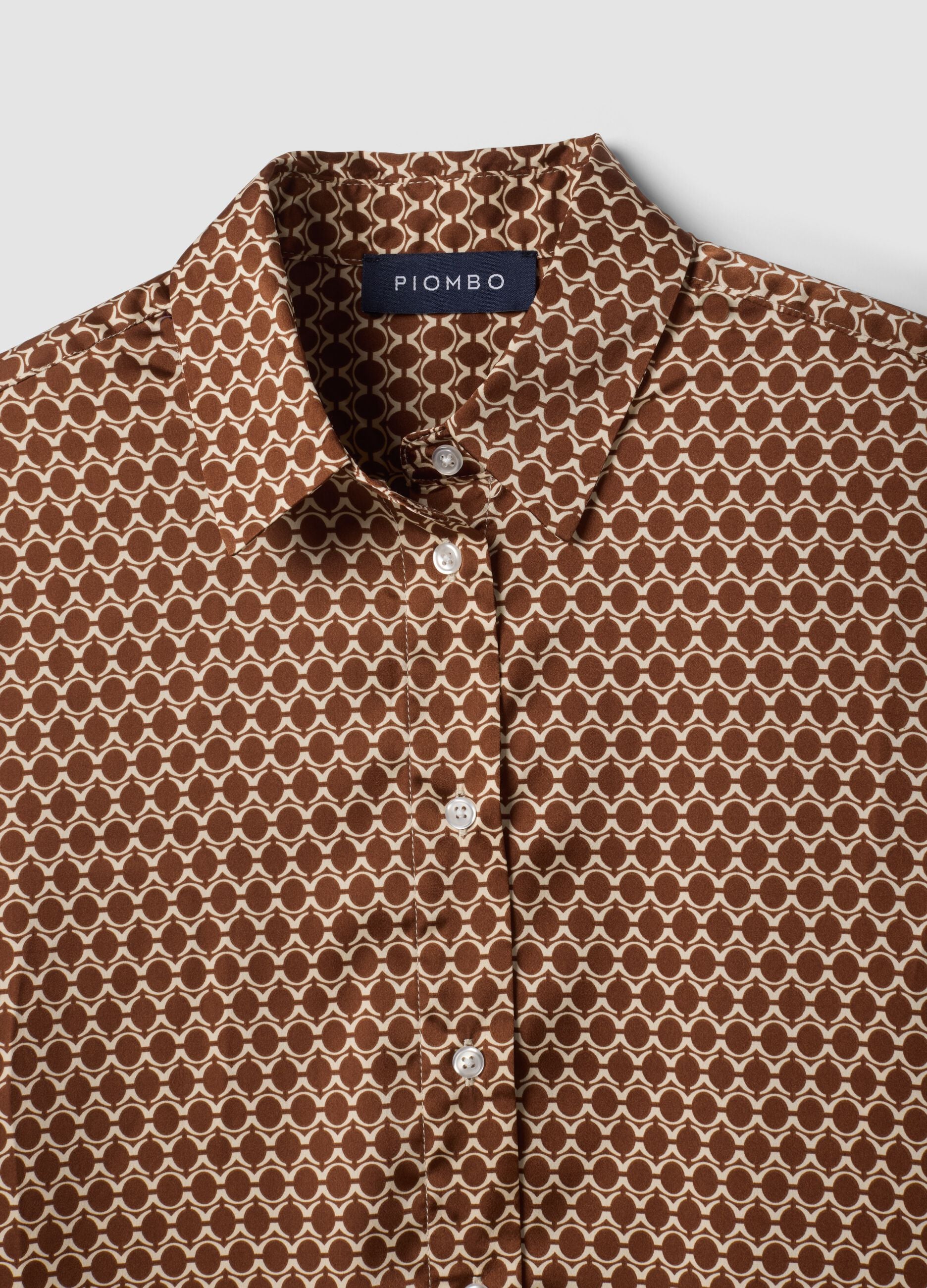 Brown stretch-fabric shirt with regular fit graphic print