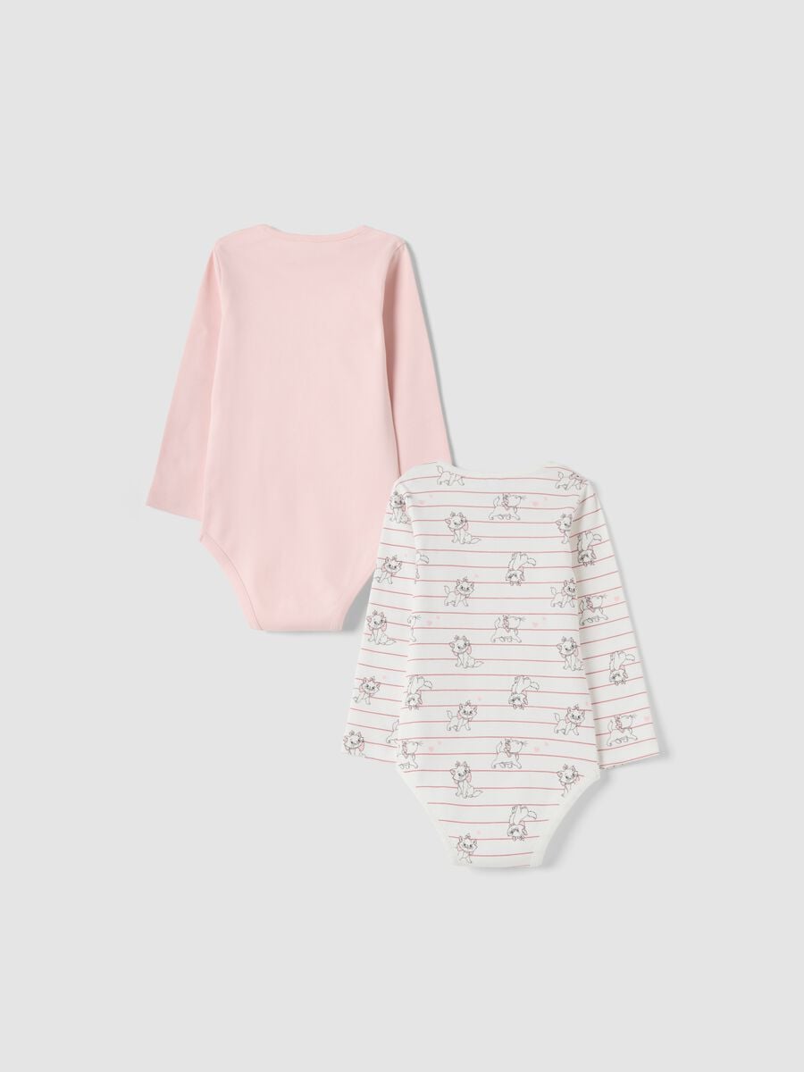 2-pack pink and white organic cotton baby bodysuits with Aristocats print_1