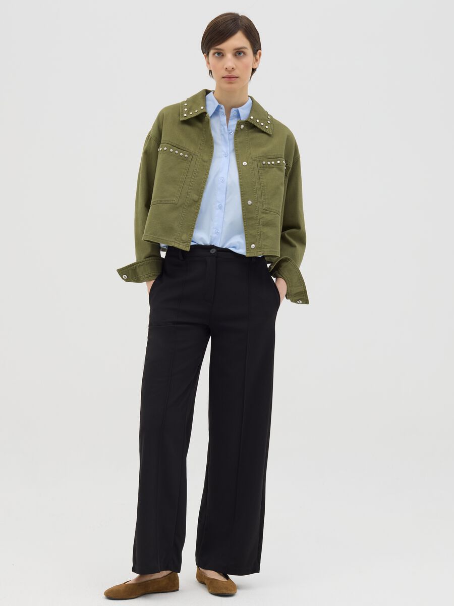 Green jacket in cotton with studs_1