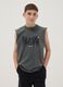 Black oversized pure cotton vest top_0
