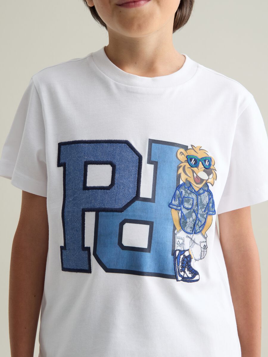 White children's cotton t-shirt with regular fit and print_1