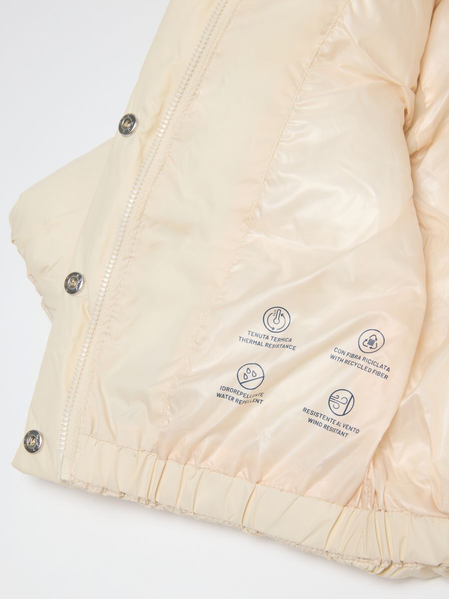 Ivory White The Iconic Puffer Girls Hooded Down Jacket_5