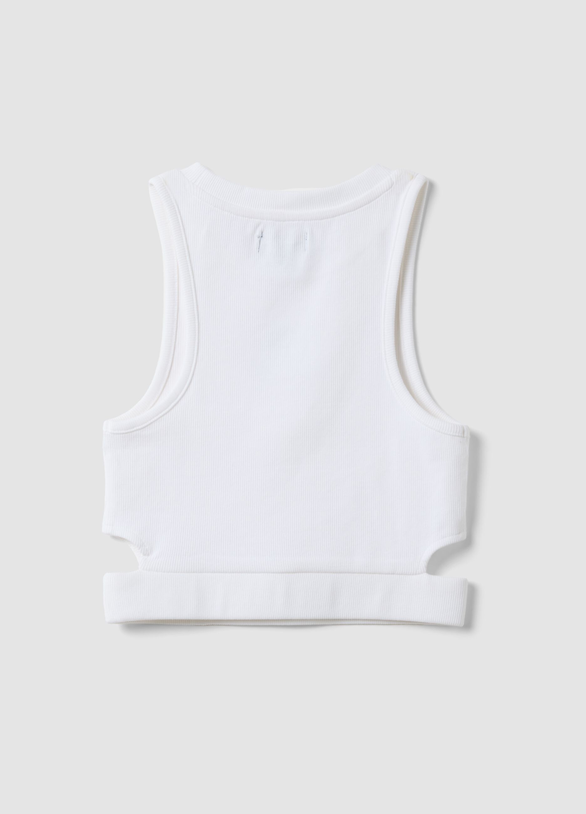 White stretch cotton cropped tank top