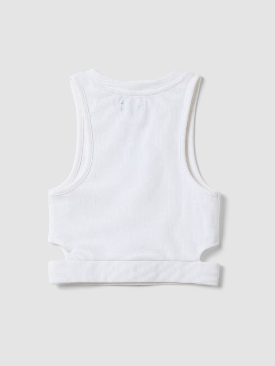 Tank top fitted bianco in cotone elasticizzato da ragazza_1