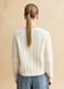 White pure cotton cardigan regular fit with interwoven design_2