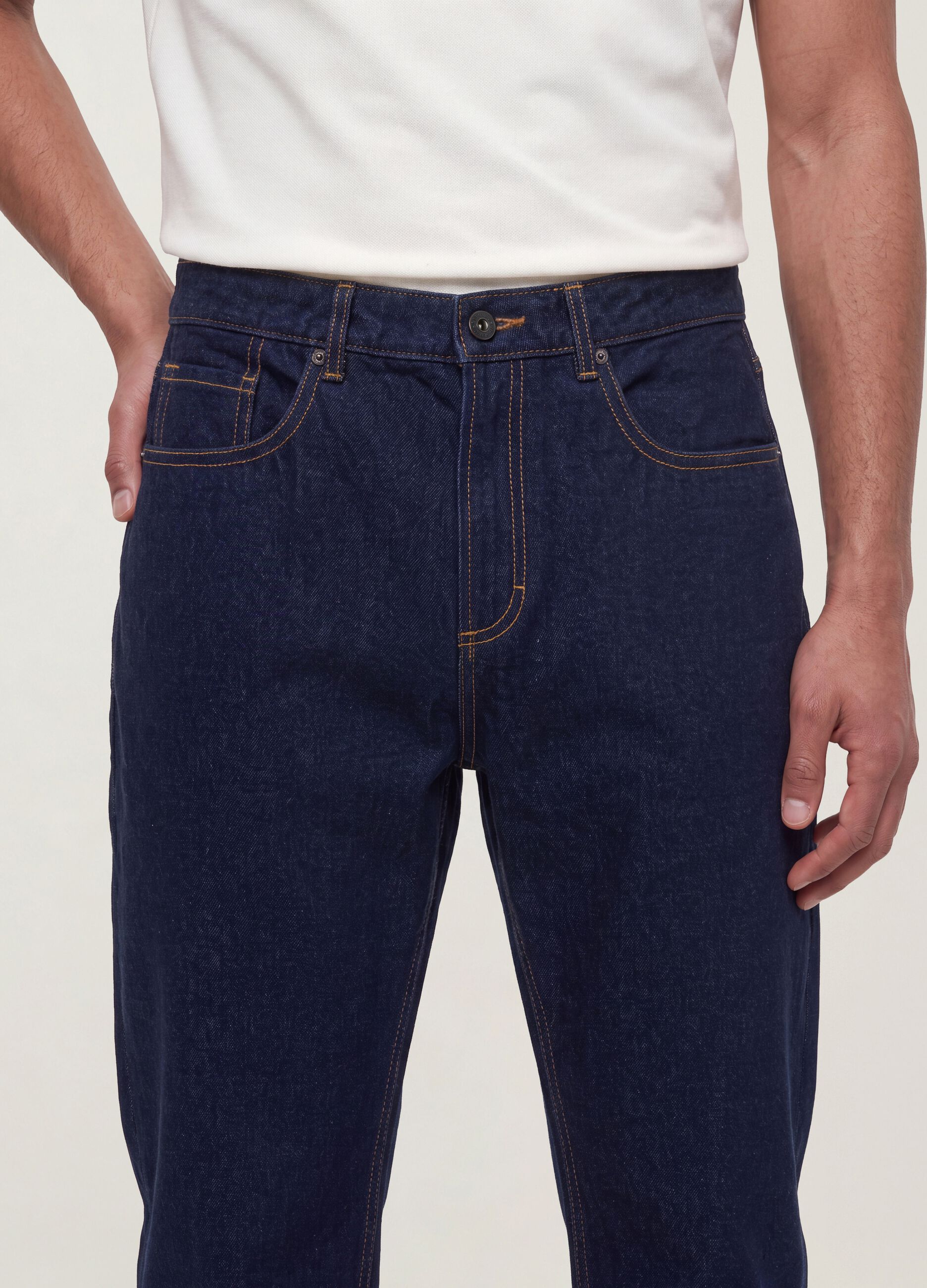Pure cotton denim jeans, regular tapered fit