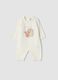 White 100% organic cotton baby sleepsuit with animal print_0