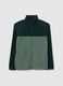 High-neck green fleece blend jumper regular fit with zip_0