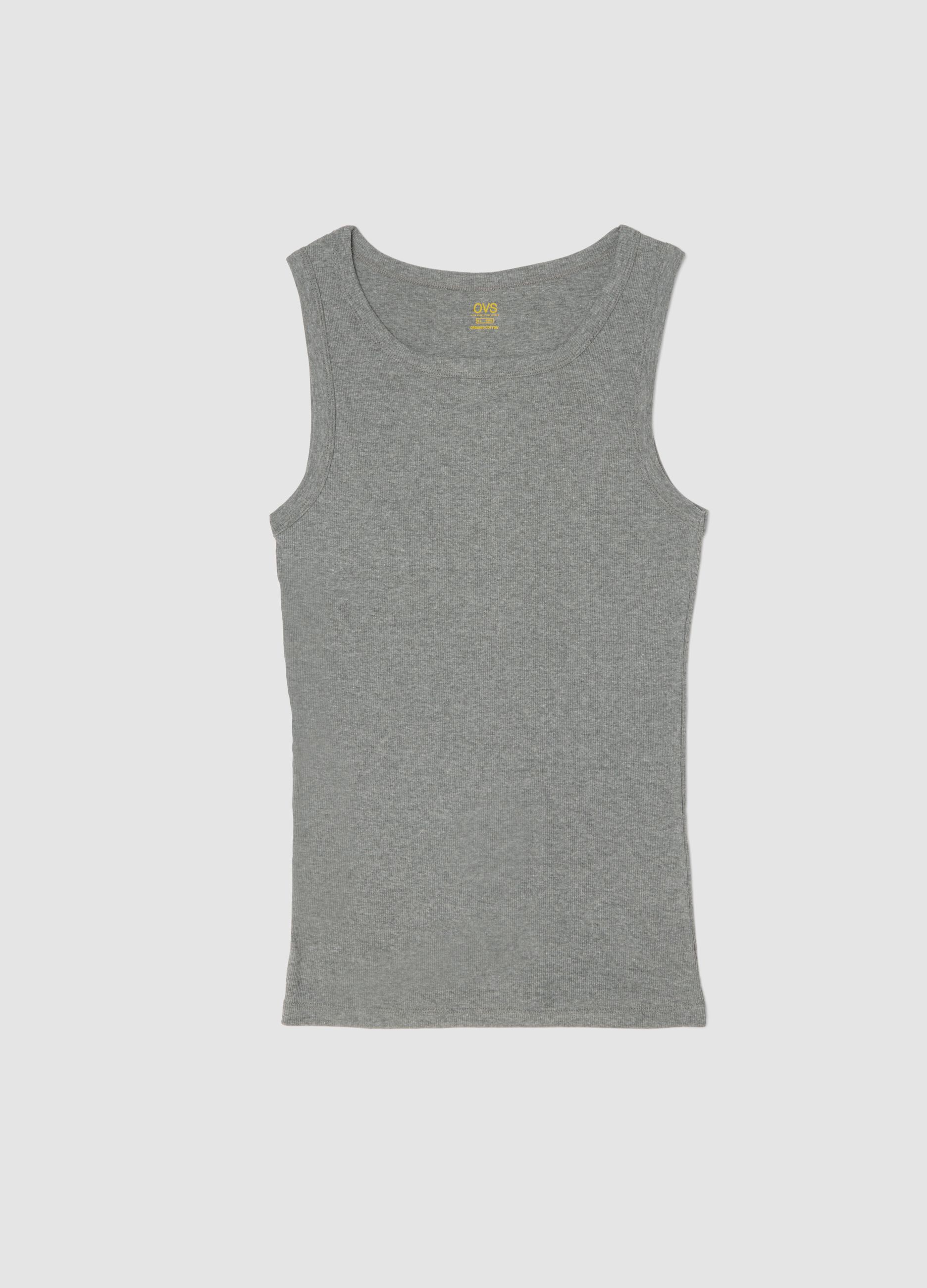 Grey regular fit cotton tank top