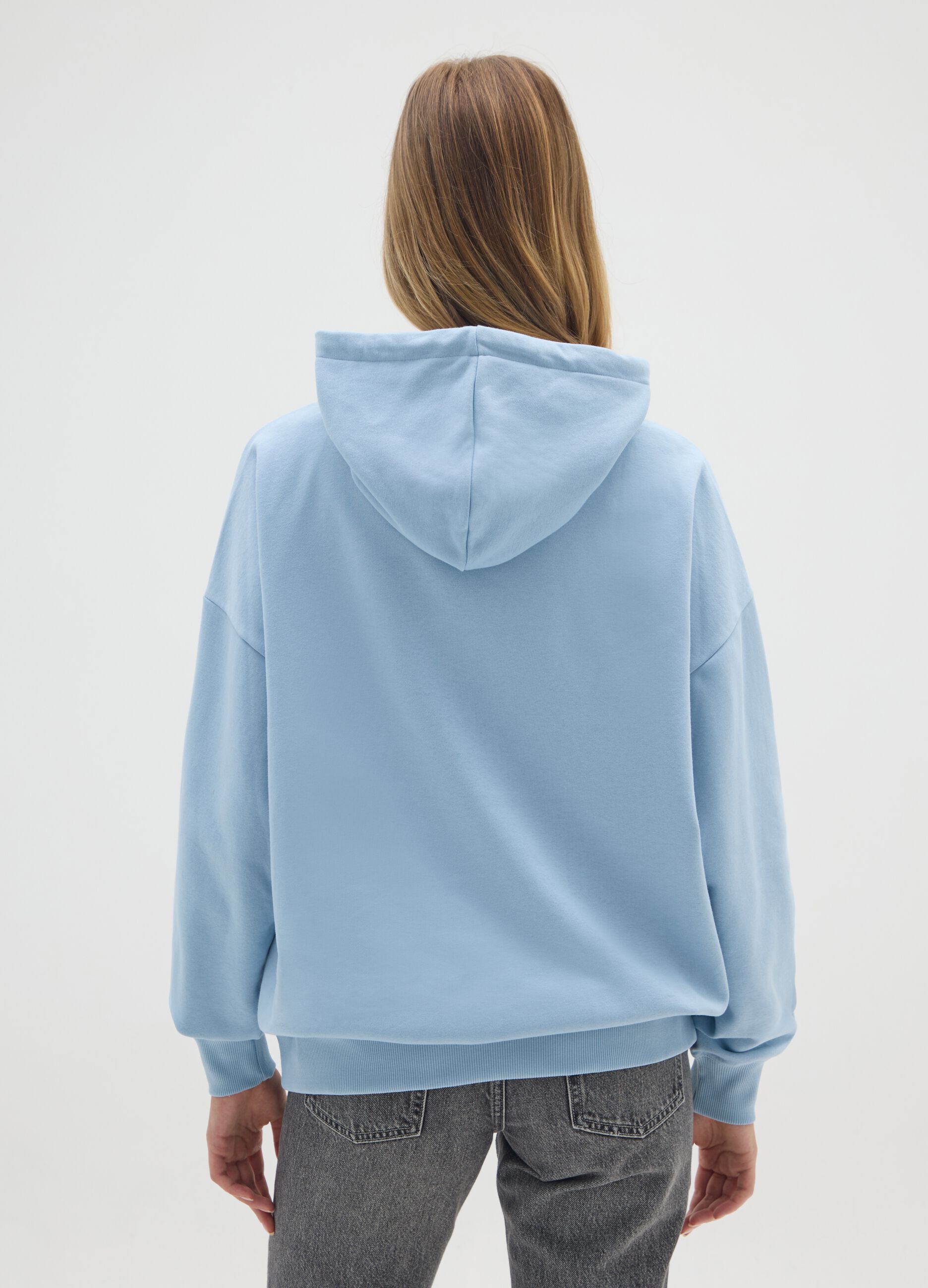 Regular fit blue cotton blend sweatshirt