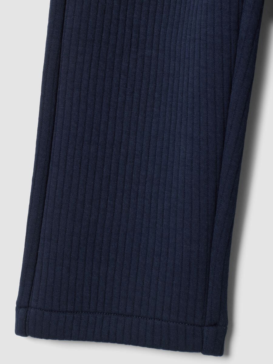 Blue ribbed cotton-blend trousers_3