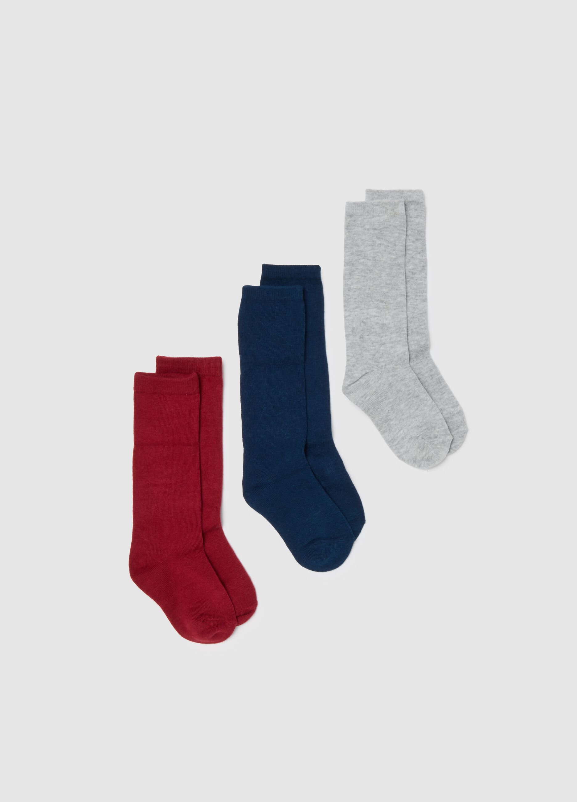 Children's long socks tripack in multicolour cotton blend