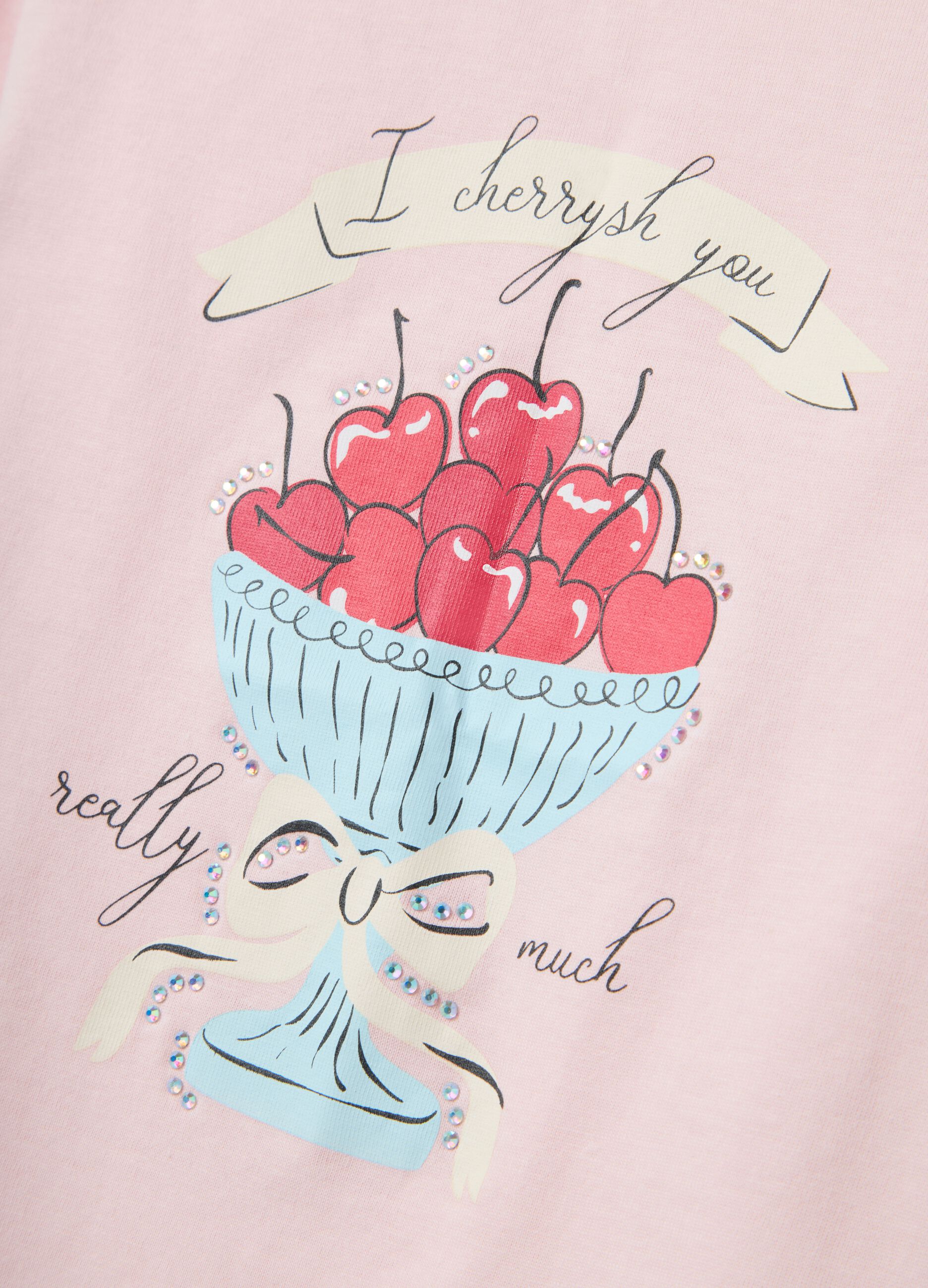 Girls' pink regular fit pure cotton t-shirt with print