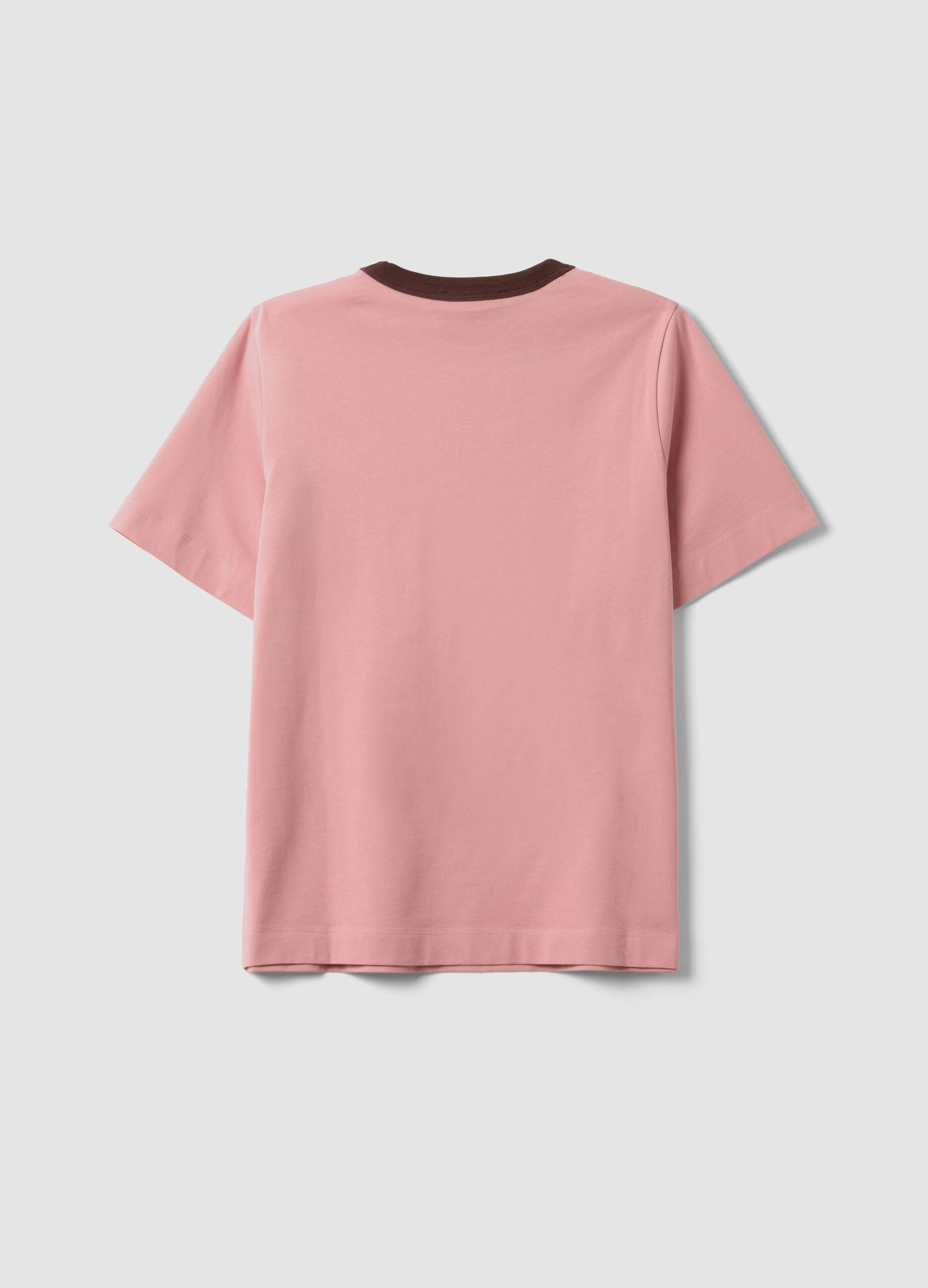 Pink pure cotton T-shirt with Paris print