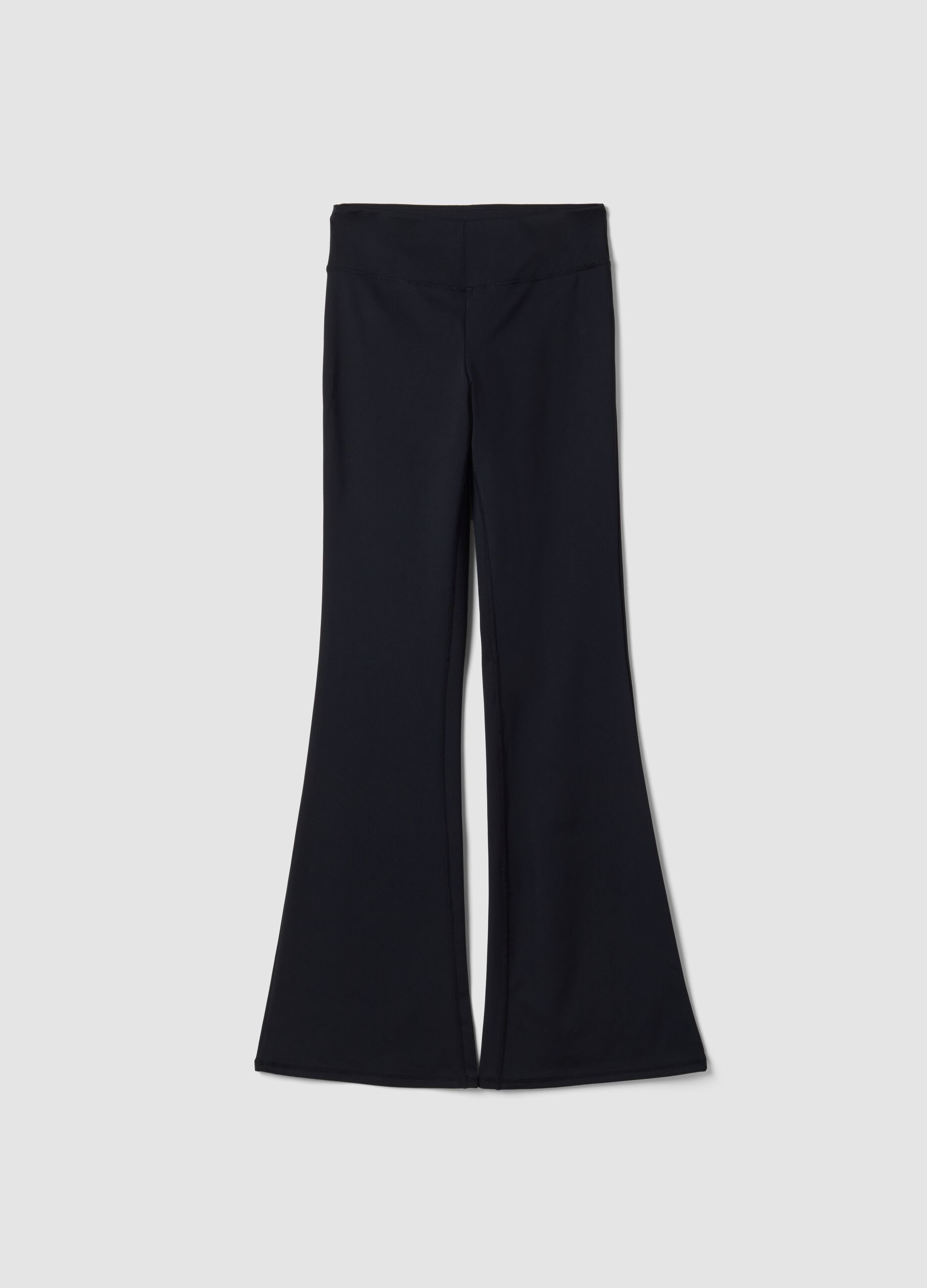 Blue flared leggings in stretchy fabric
