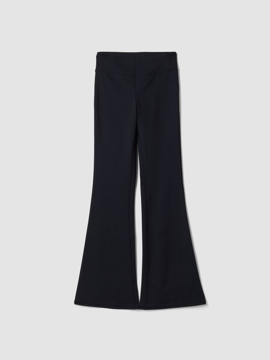 Leggings blu flare in tessuto elasticizzato_5