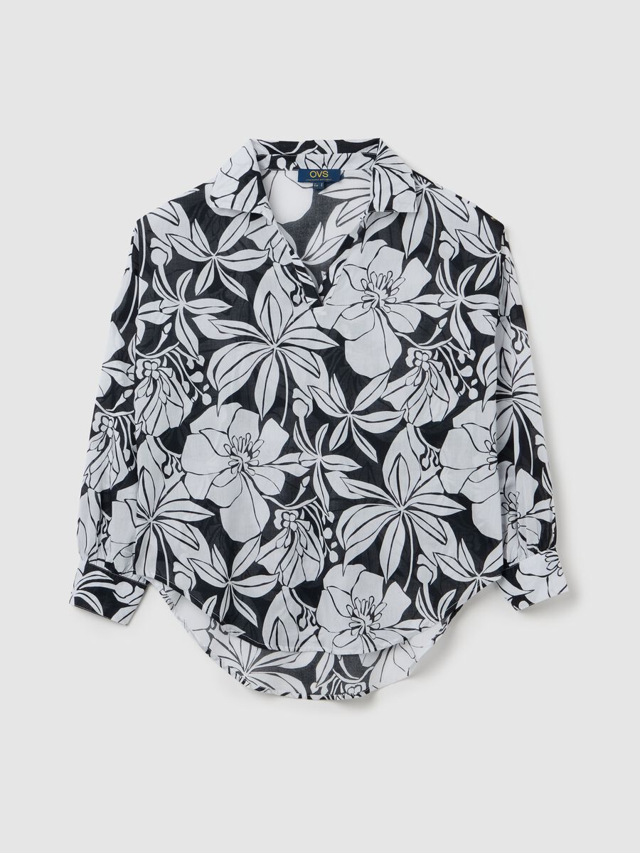 Women's long multicoloured shirt in 100% cotton with regular fit and print_4