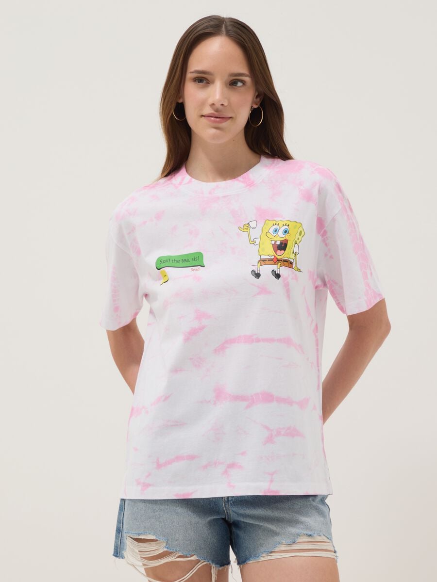 T-shirt in puro cotone multicolor regular fit con stampa SpongeBob_1