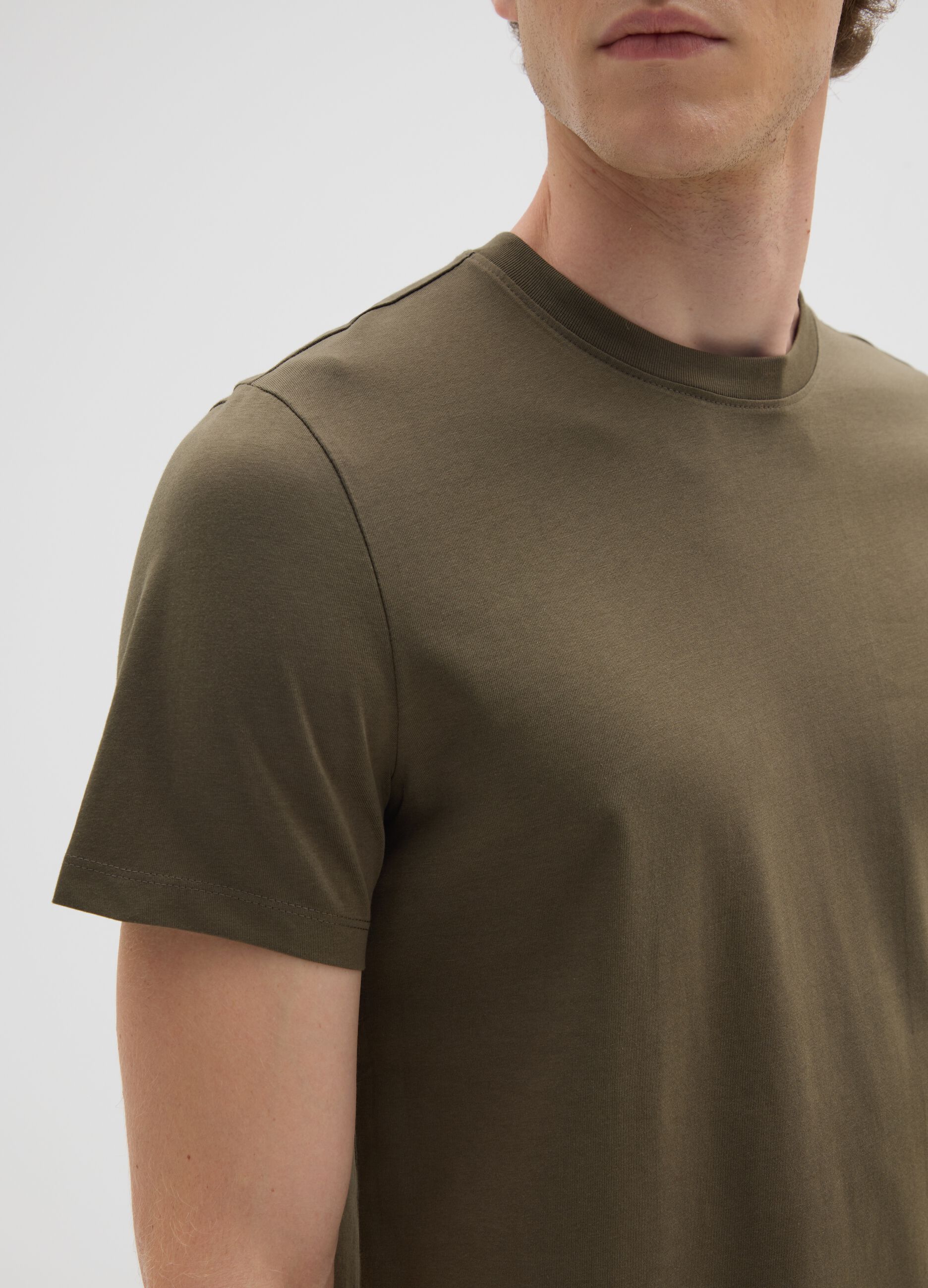 Green regular fit pure cotton T-shirt