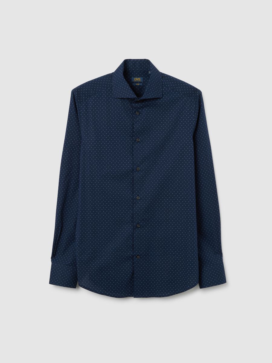 Multicolour stretch cotton slim fit shirt_0