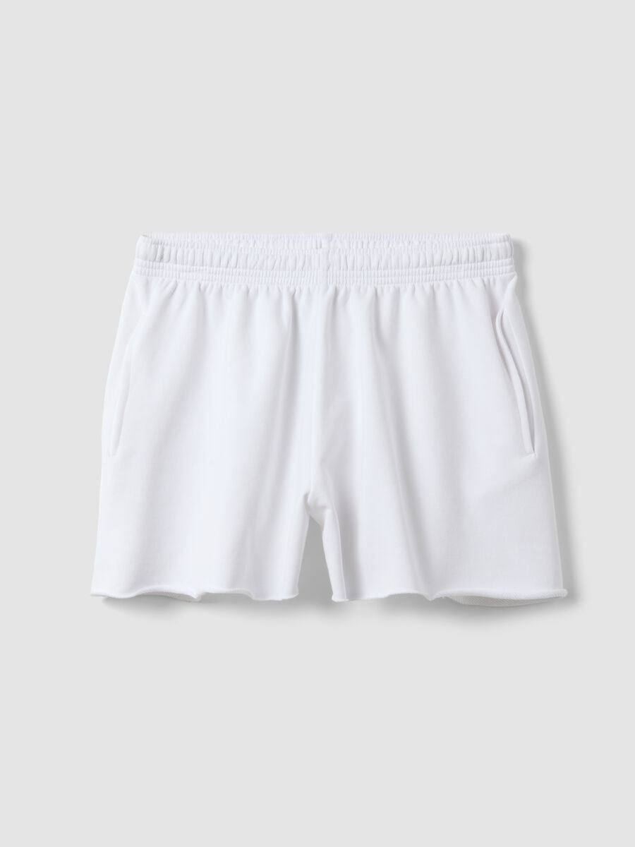 Bermuda bianchi in misto cotone con vita elasticizzata_0