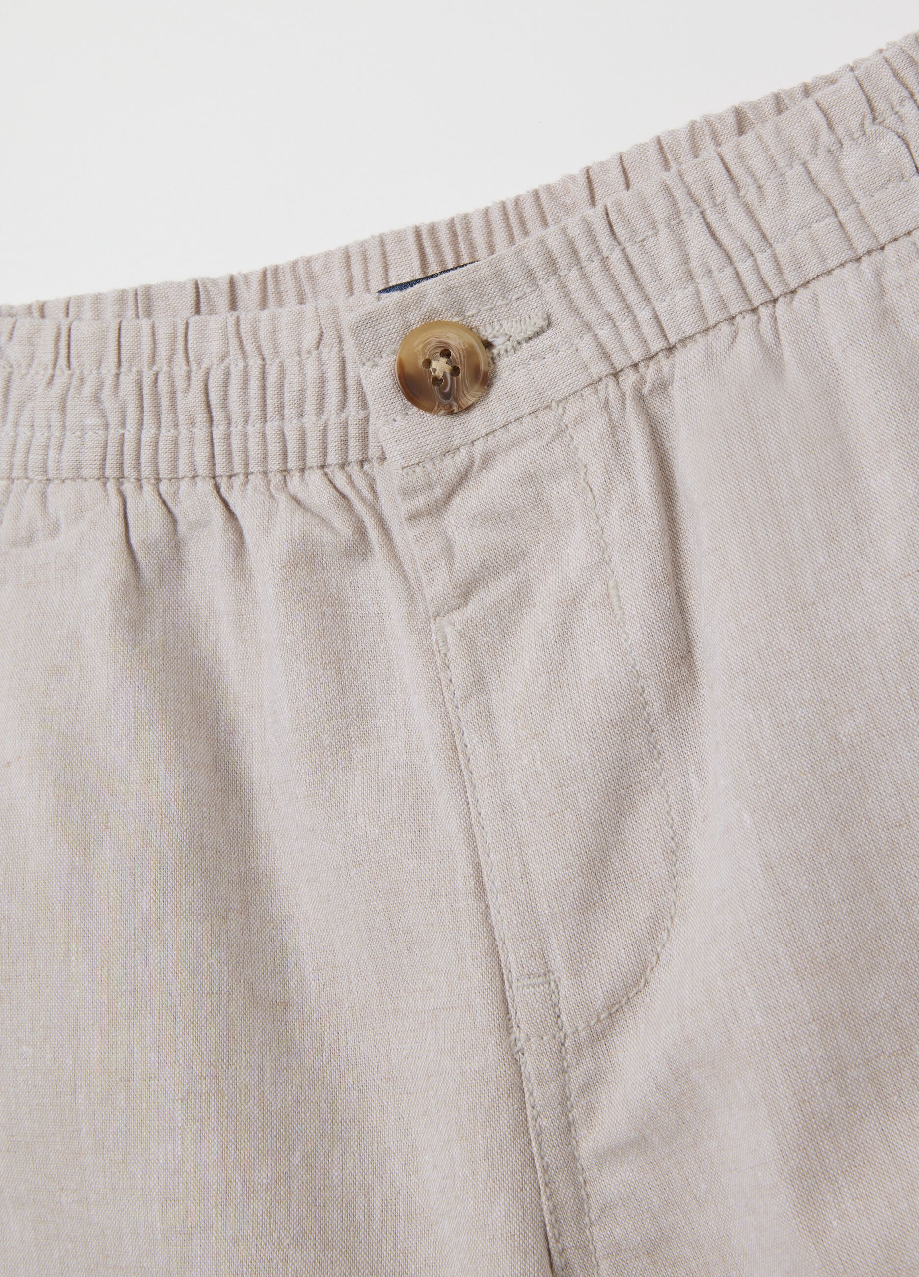 Beige cotton blend children's shorts with regular fit