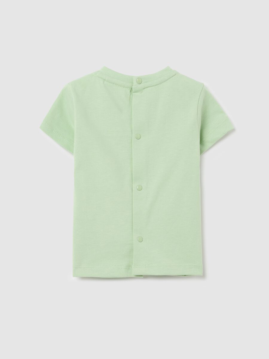 Green T-shirt in cotton with short sleeves and print_1