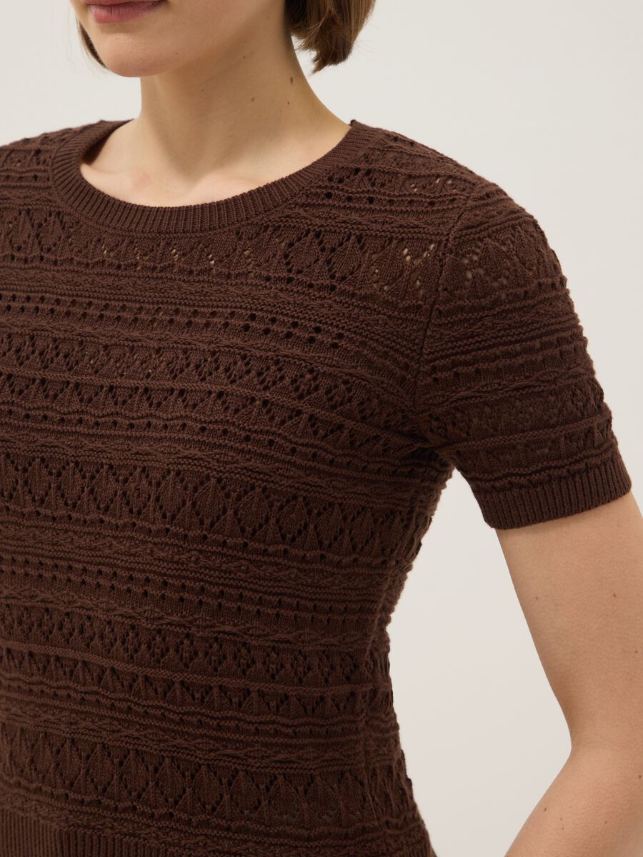 Brown pure cotton regular fit knitted shirt_3