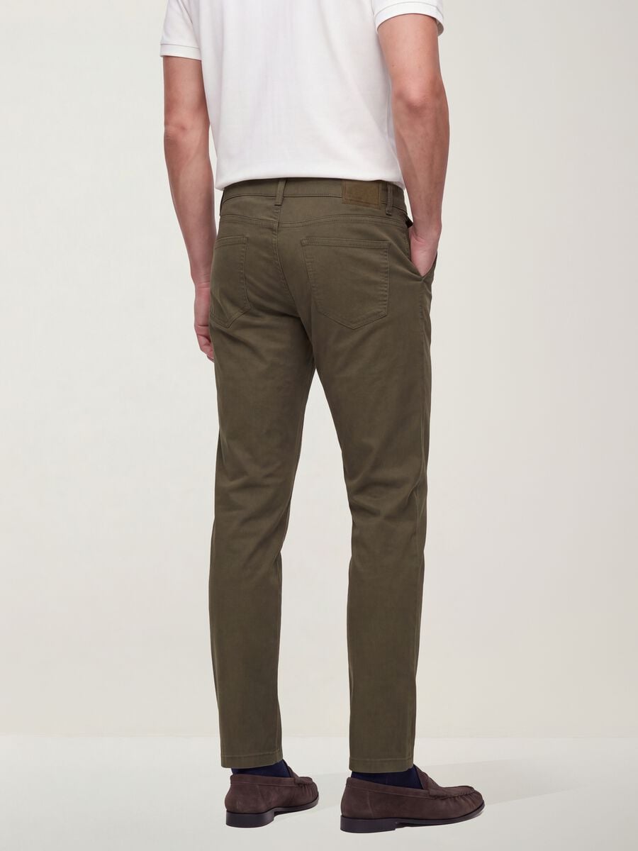Pantaloni verdi in twill di cotone elasticizzato slim fit_3