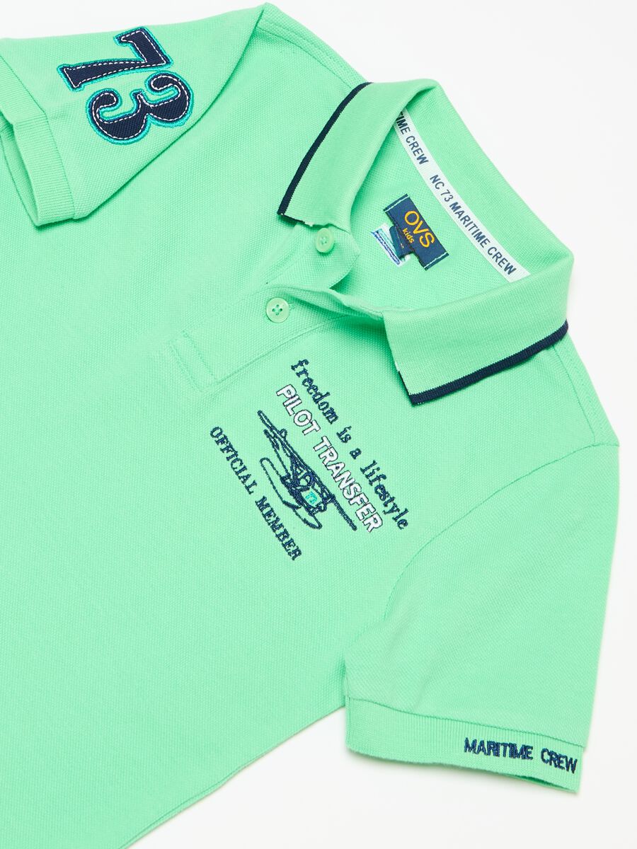 Piquet polo shirt with embroidery and patch_2