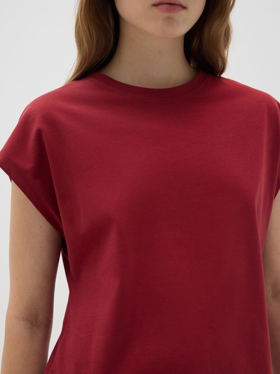 Women's pure cotton red T-shirt_3