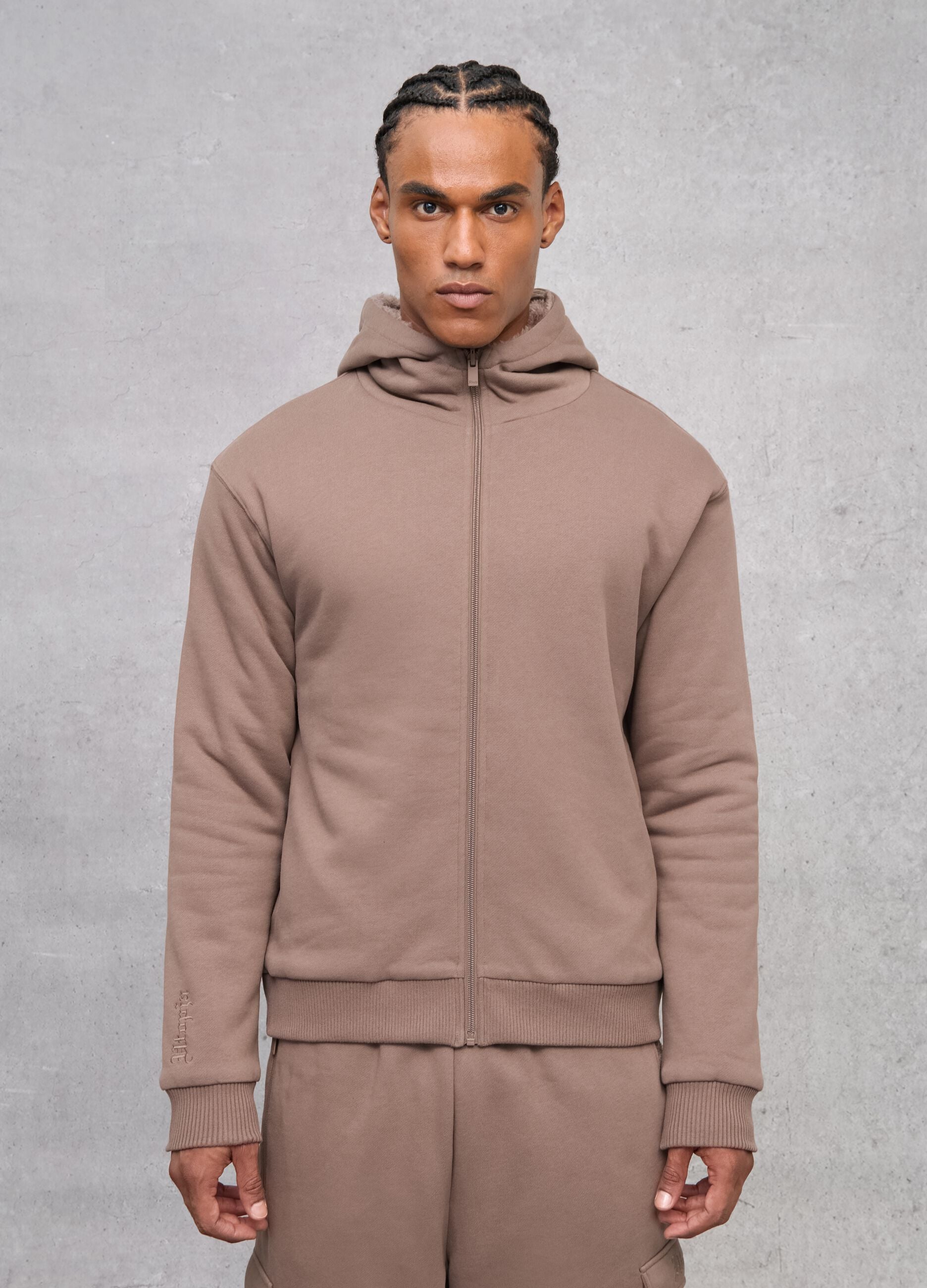 Reversible Teddy Full-Zip Hoodie Mocha
